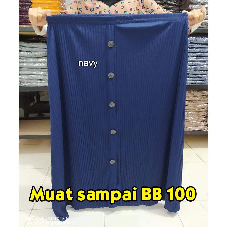 Rok plisket model kancing ukuran super jumbo xxl tebal