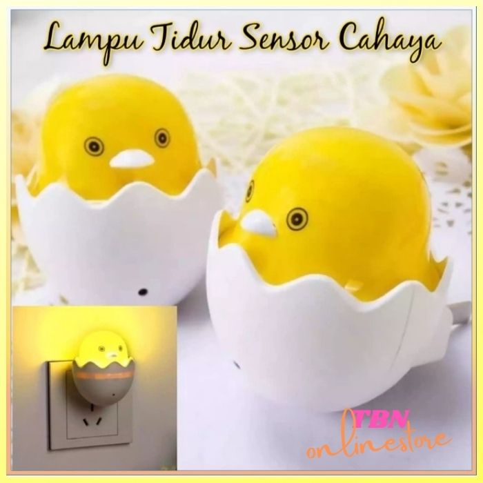 Lampu Tidur LED Sensor Cahaya Lampu Malam Egg Telur Ayam bebek Lampu Kamar Anak Hemat Energi