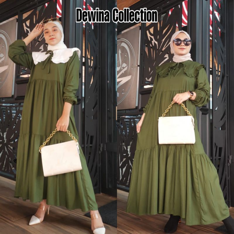 NURRYN BASIC MIDI DRESS | DRESS RAYON | DRESS POLOS | DRESS RENDA | DRESS KERAH | GAMIS POLOS