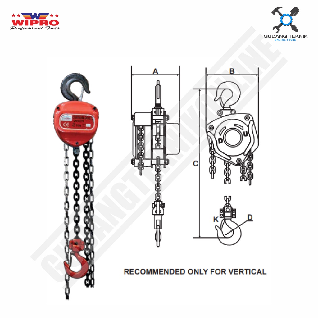 Katrol SUPER CHAIN BLOCK 1,5 TON 5 METER WIPRO / TAKEL KATROL KEREKAN SUPER 1,5ton 5meter WIPRO