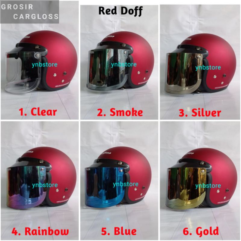 Helm Cargloss CFM Retro Deep Red Merah Maroon Doff Original + Kaca Datar Injak