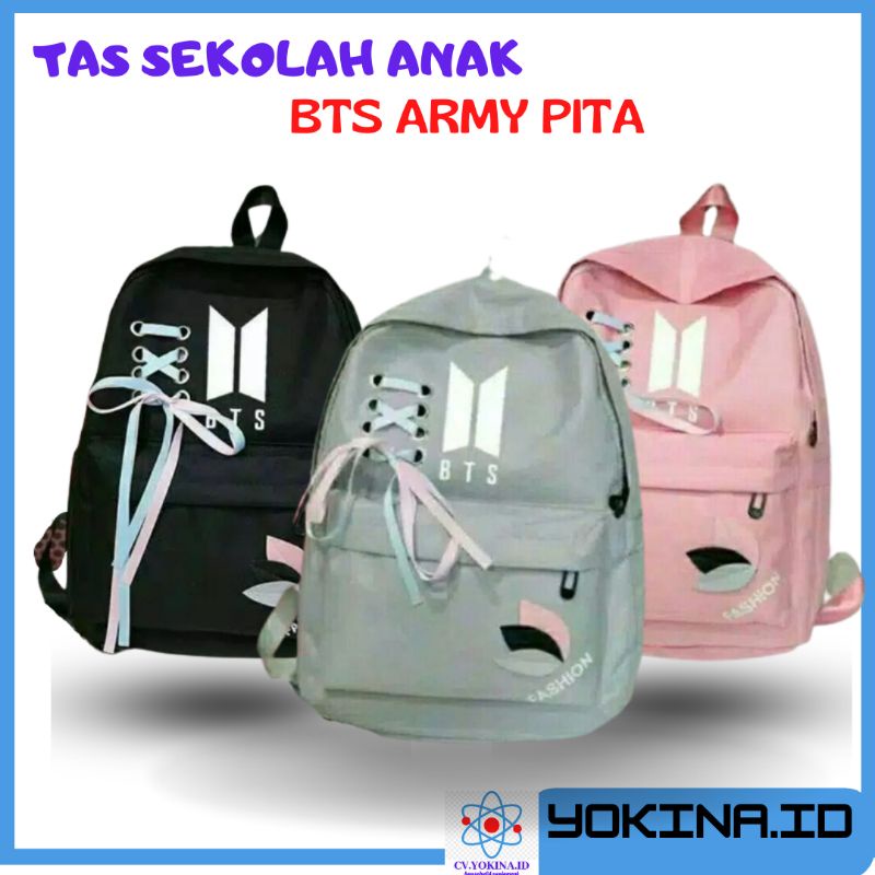Tas ransel anak perempuan bts pita tas sekolah Korea style model kekinian