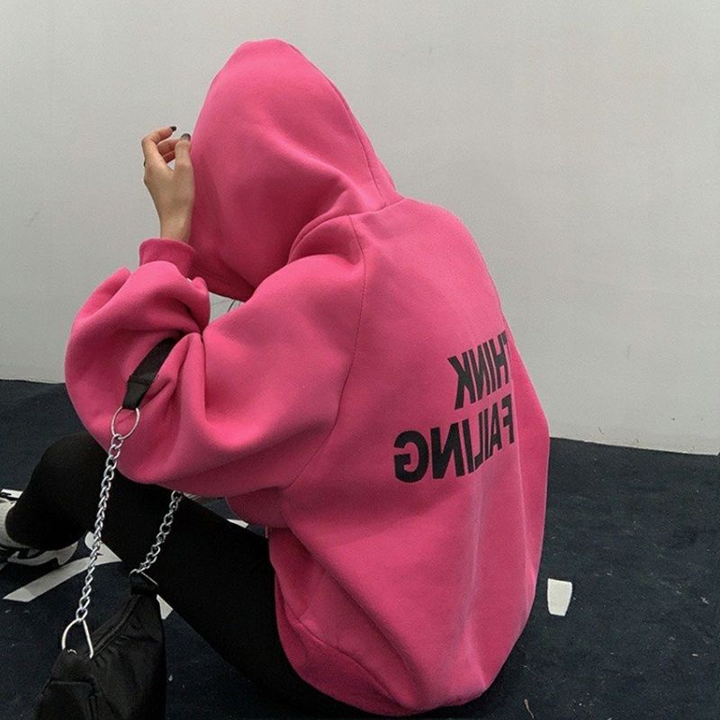 S - XXXXXL(6XL) Hoodie THINK I'M FAILING Korean style Jumbo Bigsize Jaket Sweatshirts ulzzang Tumblr Oversize Harajuku Unisex Pink Fanta Abu Misty Fuschia