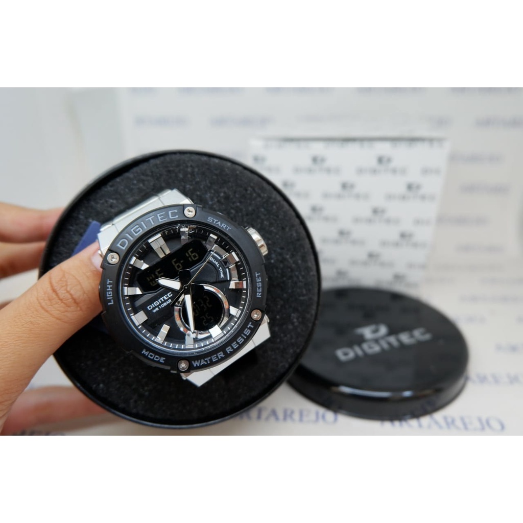 JAM TANGAN PRIA DIGITEC DG 3111 M SILVER HITAM RANTAI