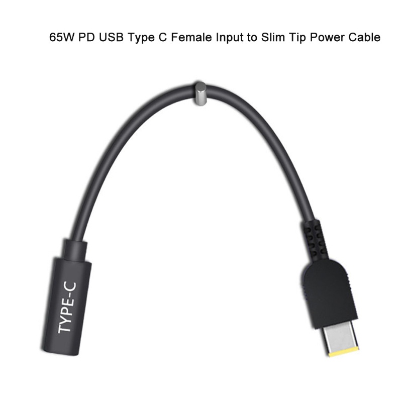 VIVI   65W USB C PD Type C Female to Slim Tip Power Charging Cable for -Lenovo Thinkpad