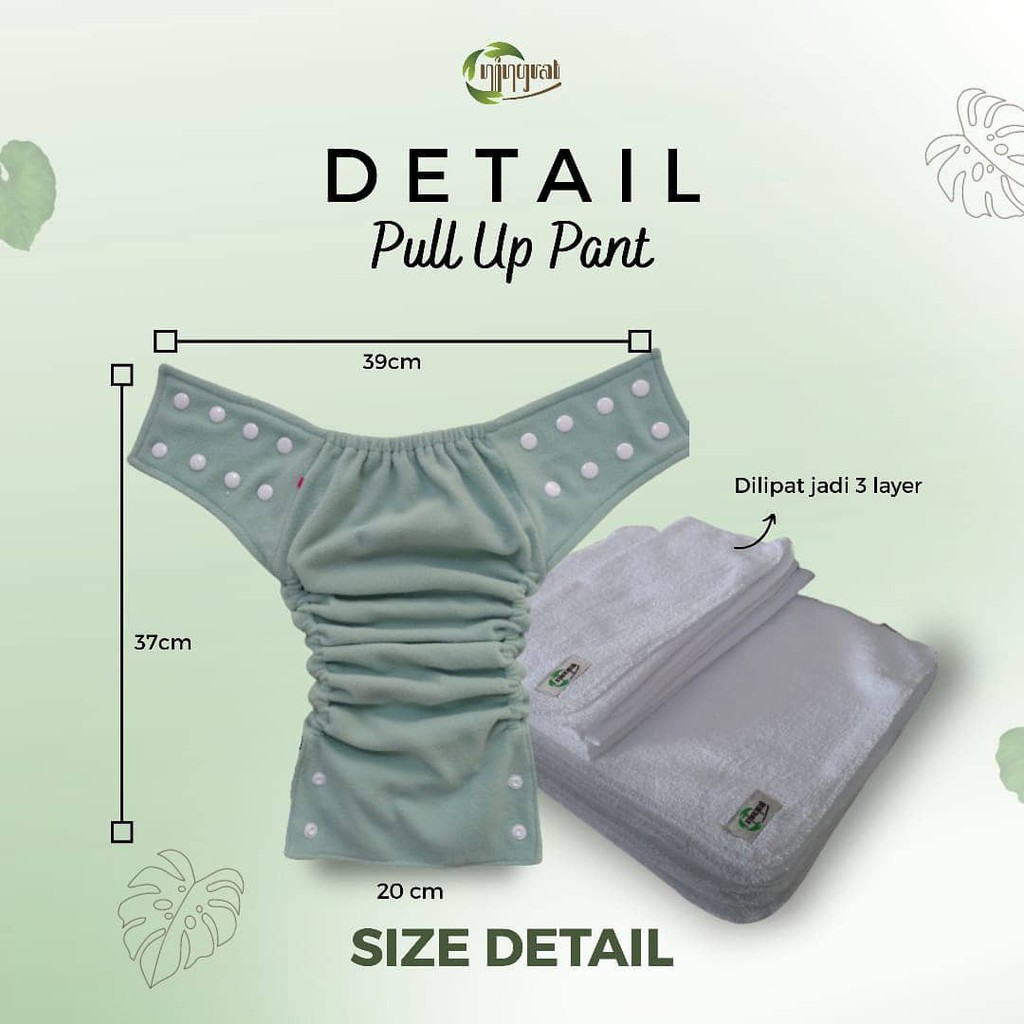 Ningrat Clodi Pull Up Pant - Insert Popok Kain Cuci Ulang Tipe Kancing Cloth Diapers dari Newborn