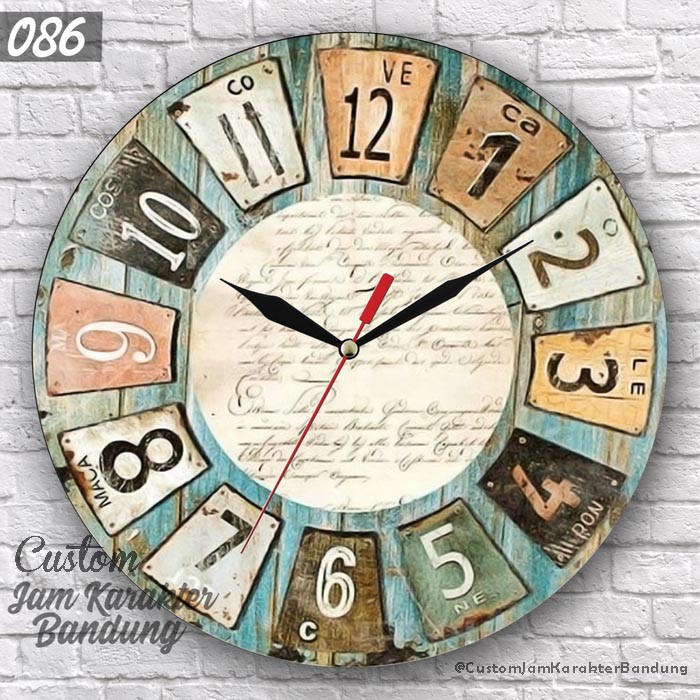 086 Jam Dinding Vintage Unik Eropa - Jam ala Eropa Jam Karakter FREE BATERAI - Premium Jam Karakter