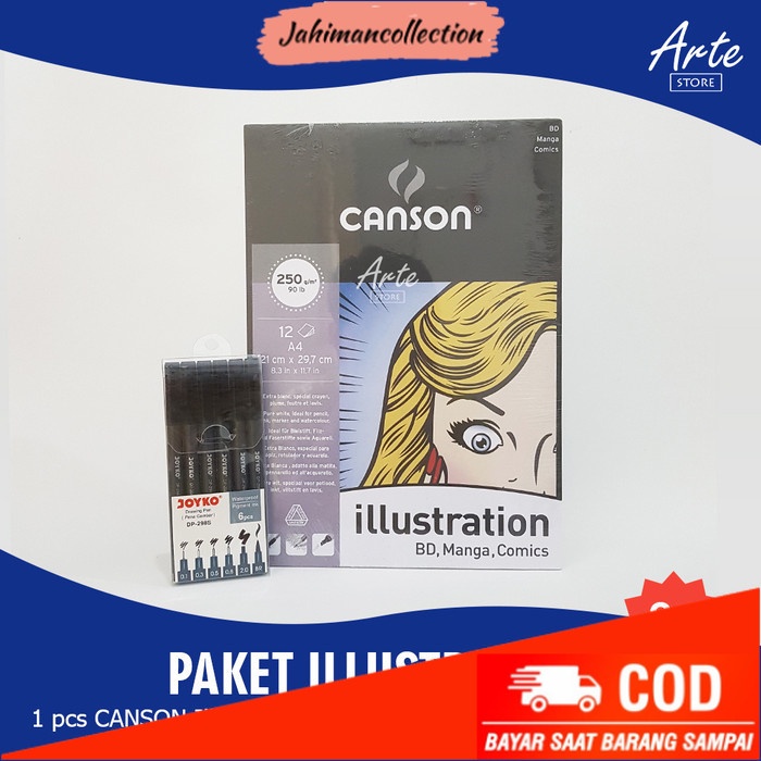 

✨ BISA COD ✨ PAKET ILLUSTRATION (Canson Illustration dan Drawing Pen Set) - A4