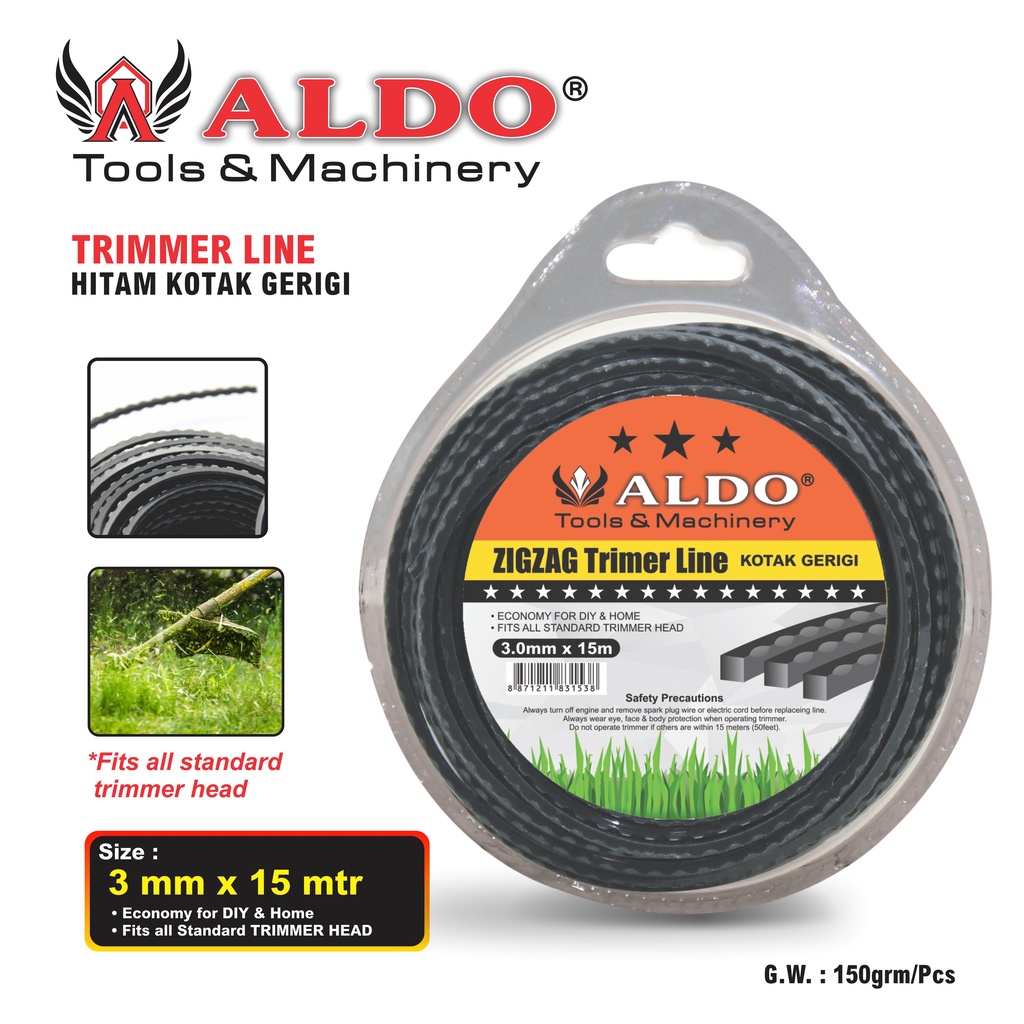TRIMER LINE KOTAK GERIGI WARNA HITAM - SENAR POTONG RUMPUT 15M MERK ALDO