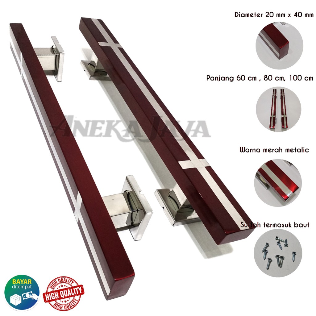 Handle Pintu rumah panjang 60 cm 80 cm 100 cm Tarikan Pintu Pegangan Pintu rumah minimalis merah