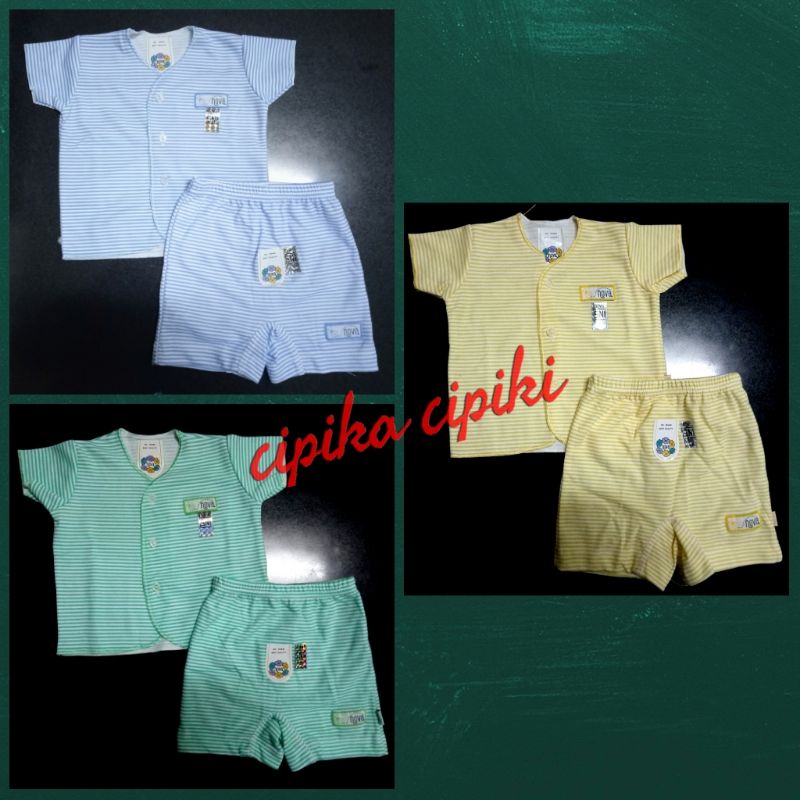 setelan Baju bayi pendek nova garis NB