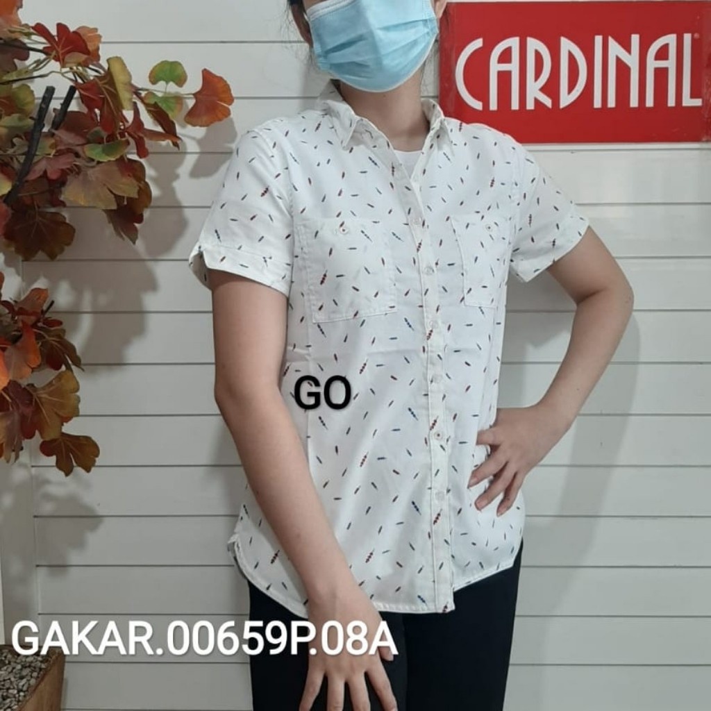 gof KPGB CARDINAL KEMEJA GIRL PUTIH Polos &amp; Motif Lengan Pendek Pakaian Hem Wanita Formal Distro Original