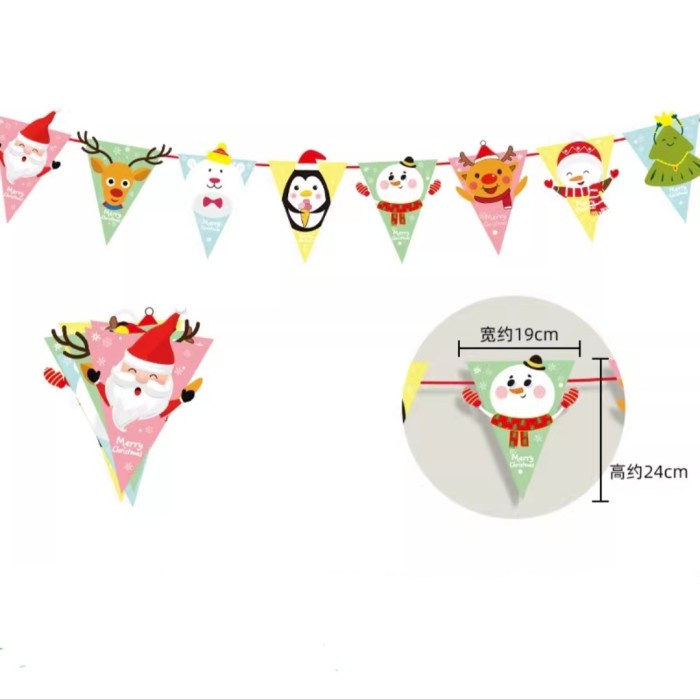 Set Garland Natal 3D Spanduk Banner Merry Christmas Dekor Hiasan Natal Hiasan Natal Harga Grosir Termurah