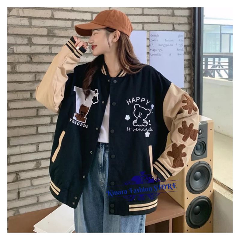 V VENGEDE 2XL 3XL Jacket Varcity Baseball Oversize | Outerwear Wanita Terbaru Fashion Terkini Korean Style