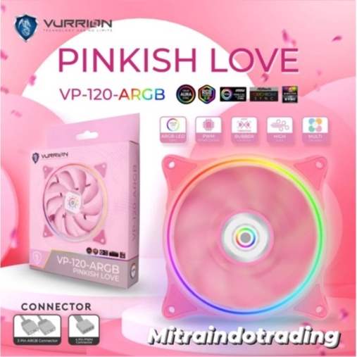 FAN / FAN CASING / FAN COOLER - VURRION PINKISH LOVE FAN ARGB RESMI