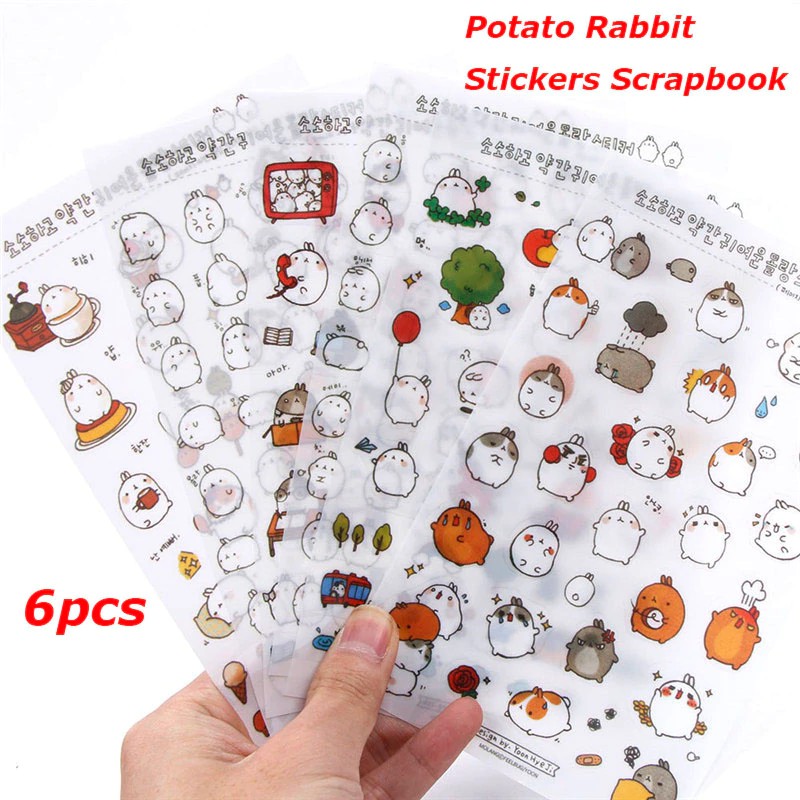 

INDORETAIL | 6 Lembar/Pack Indah Kartun Kentang Kelinci Stiker Scrapbook Diary Foto Album Dekorasi