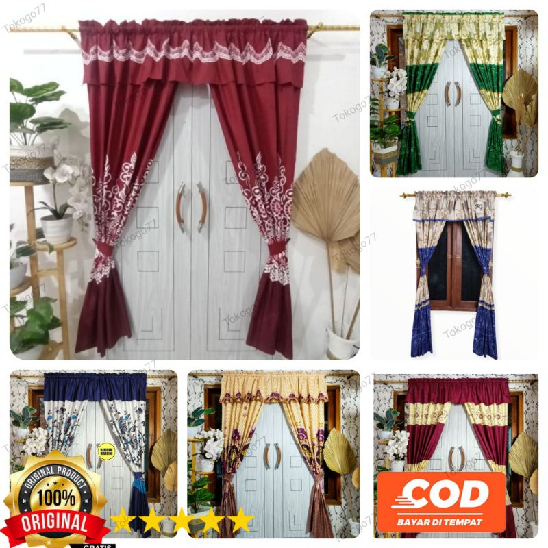 Korden Serut Pintu Aneka Motif Termurah / Tirai Belah Tengah Poni Ukur 100×200 Bisa Cod