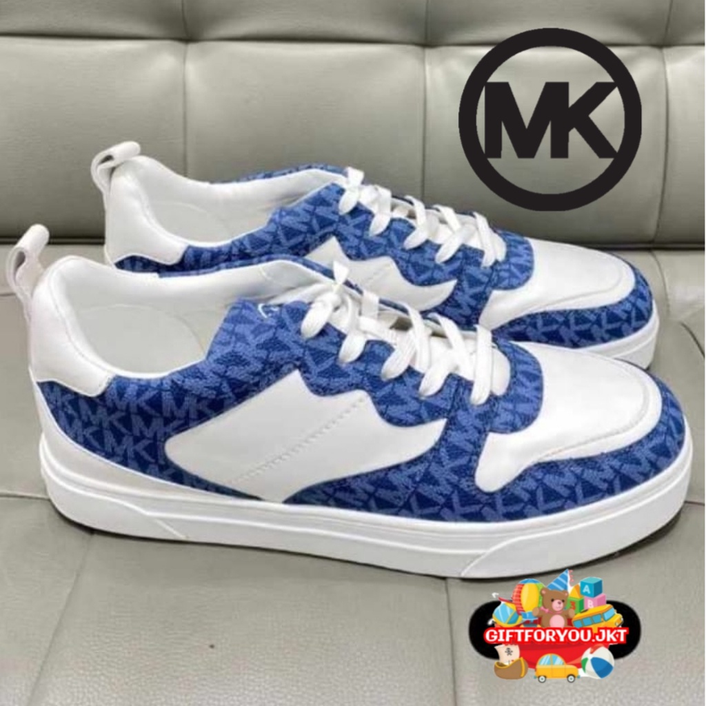 Sepatu Pria Michael Kors Man Baxter Logo Leather Sneaker MK Shoes Men Cowok Branded Premium Collecti