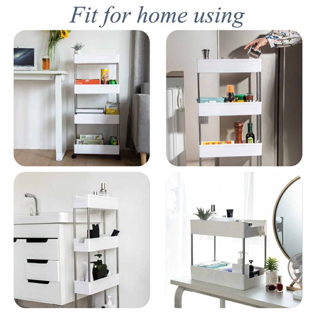 Rak Serbaguna Buku Portable / Rak Bumbu Dapur / Rak Sudut Tempat Penyimpanan / Trolley