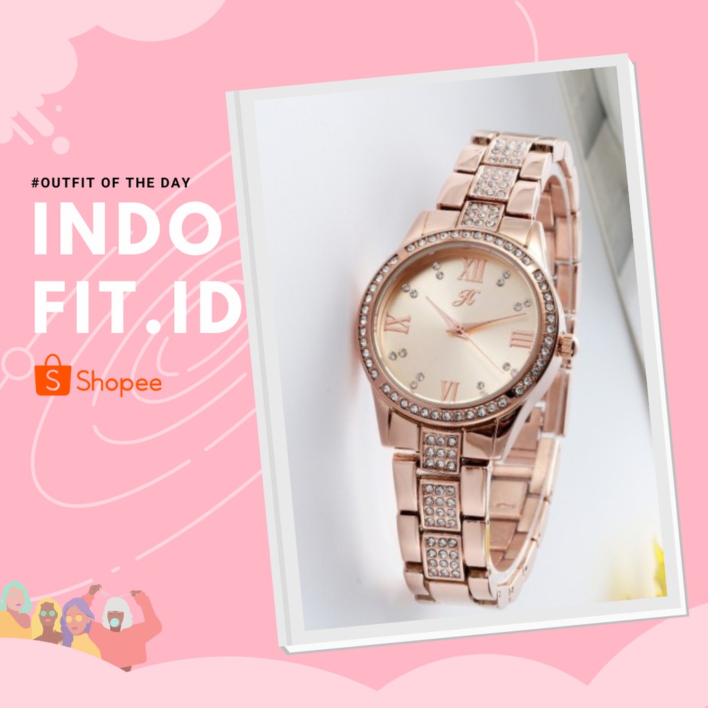 Jam Tangan Wanita Analog Stainless Steel  Fashion Wanita Terbaru Kekinian Mewah Jims Honey JT 8120