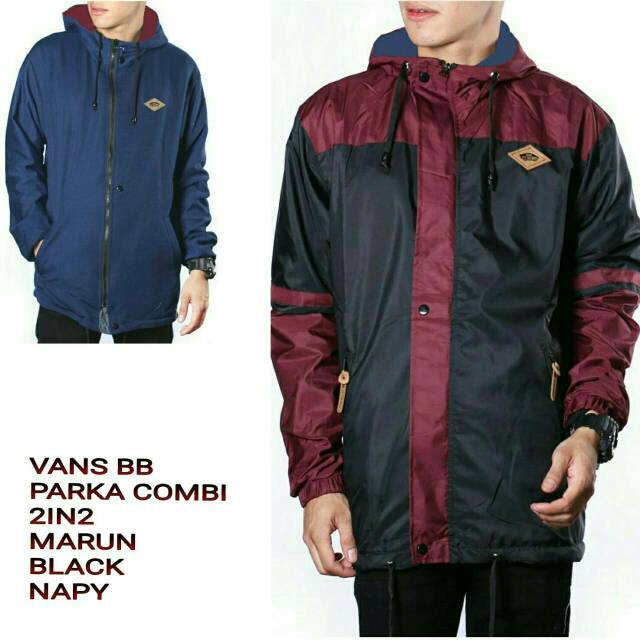 Jaket Bolak Balik Vans Parasut Kombinasi Waterproof/Anti Air