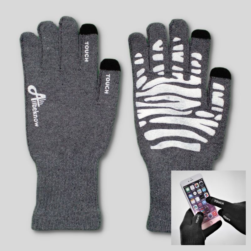 SARUNG TANGAN MOTOR Allbeknow / GRAY / GLOVE / TOUCH SCREEN HP / KARET ANTI SLIP / RAJUT