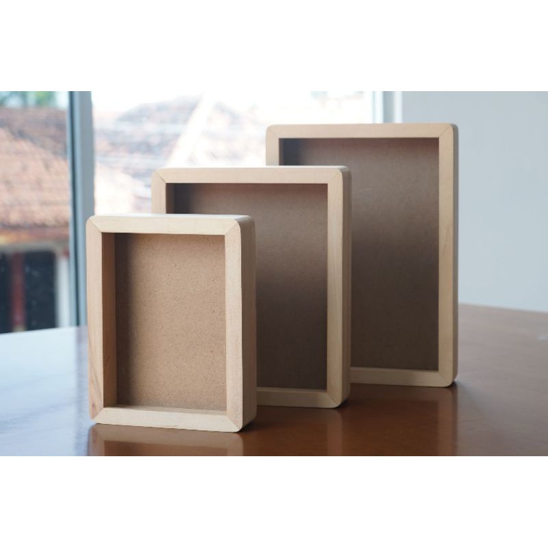 Bingkai foto / frame / pigura kayu sudut tumpul ukuran 6R (15x20cm) 3D Kaca Acrylic.TERMURAH