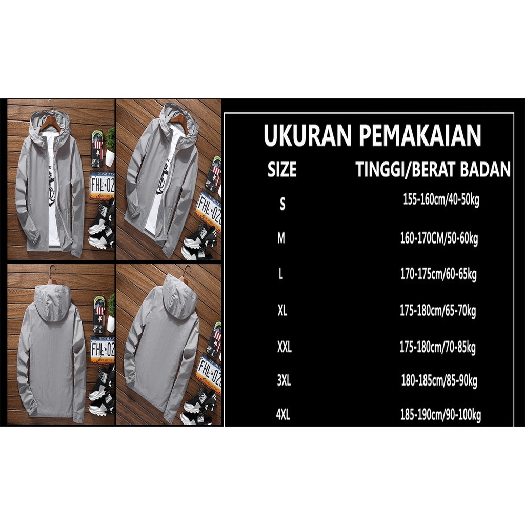 Jaket  Ukuran S/M/L/XL Jaket Olahraga Anti UV/Air/Angin Untuk Pria dan Wanita