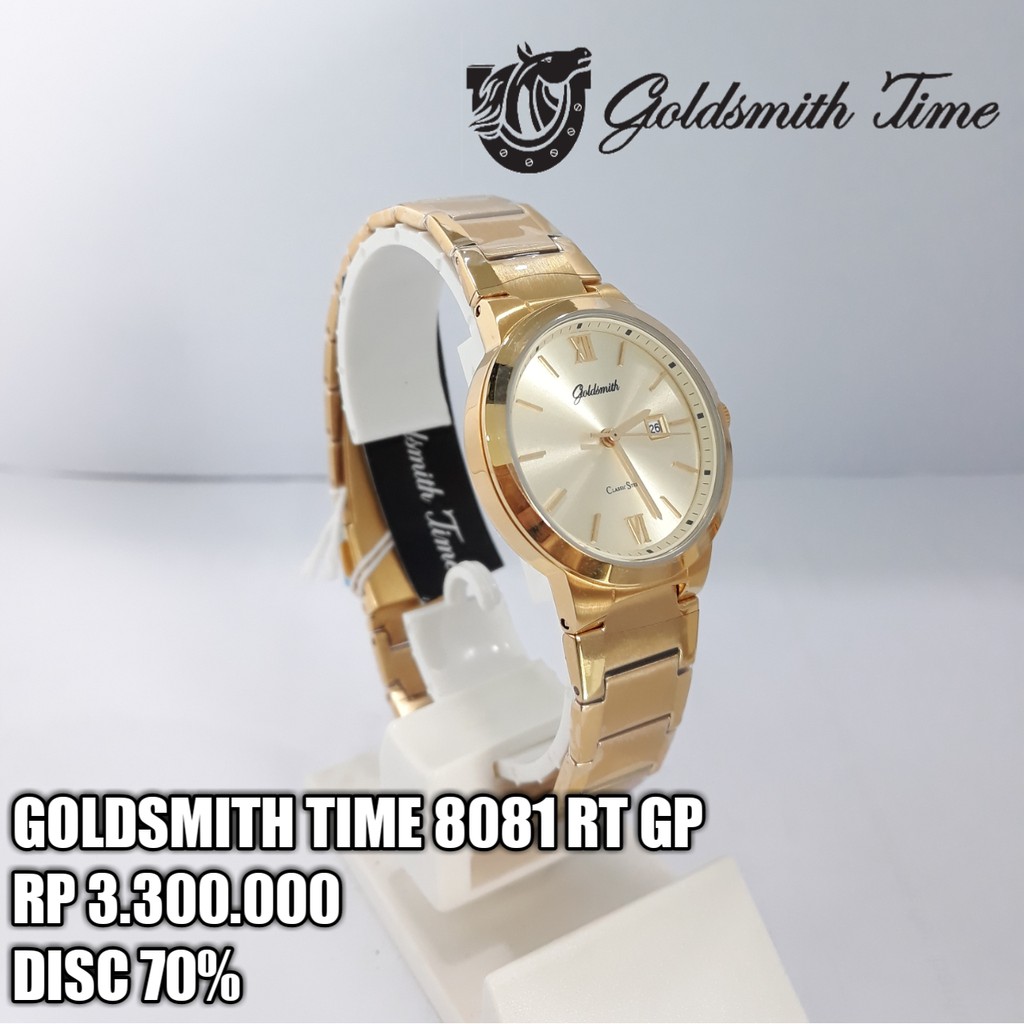 Jam Tangan Goldsmith Time 8081 Original Stainless Steel Gold