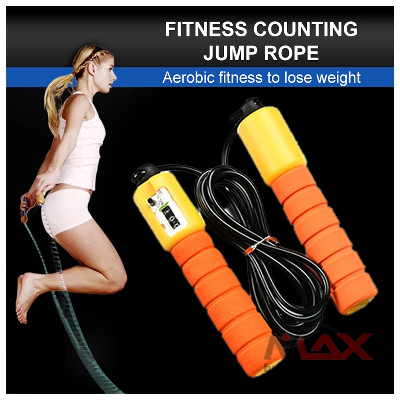 Tali Skipping dengan Penghitung Otomatis Skiping loncat tali olah raga fitness sport alat olahraga skipping rope jumping rope training crossfit jump rope workout equipments Quick count skipping rope Workout in the gym Fitness Sports Jump Rope Accurate