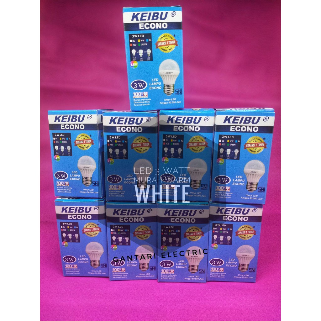 Lampu Led Murah 3 Watt Keibu Warm White/Semu Kuning