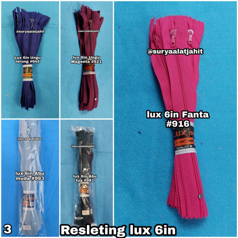 Resleting Lux 6in/15cm 1warna @1lusin =rp.7.100/12pcs