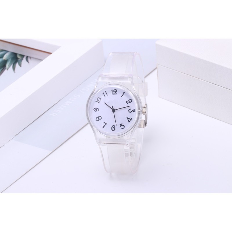 ✅ COD [BBS] Jam Tangan Jelly Angka Rubber Transparan bening Karet arloji import-5