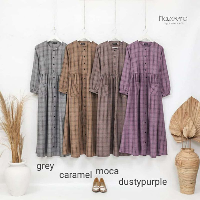 DANIRA DRESS BY NAZEERA GAMIS DEWASA KOTAK KOTAK