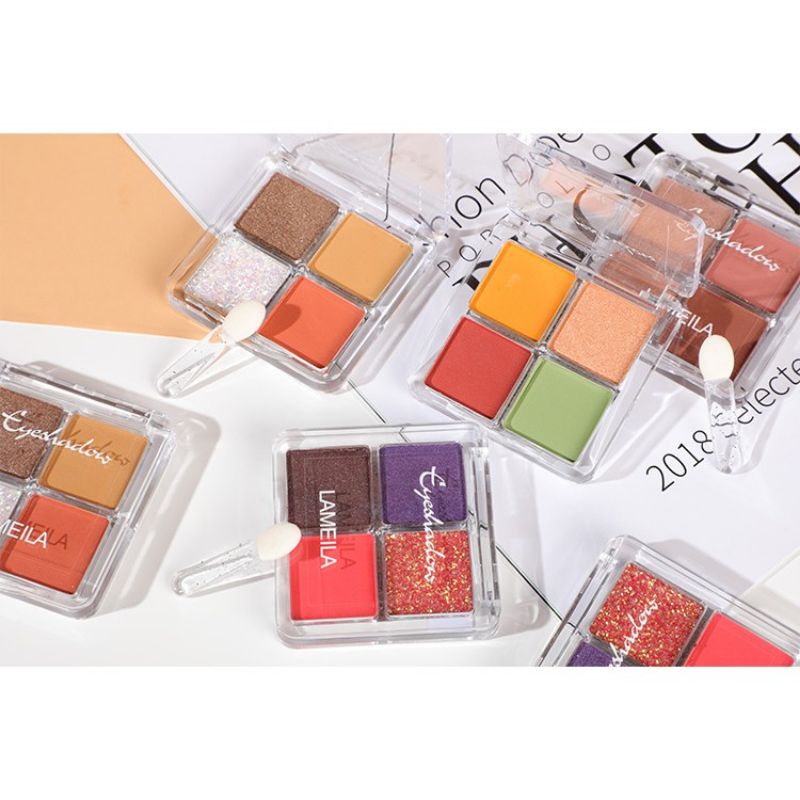 Lameila Eyeshadow Palette 4 Colors Avocado Disk Matte Shimmer Fruit Eyeshadow / Mini Eyeshadow Lameila 4 Warna Pigmented Korea / Lameila Eyeshadow 4 Warna / Lameila Eyeshadow Palet 4 Warna / Eyeshadow Glitter Korea / Eyeshadow Murah / Eyeshadow 4 Warna