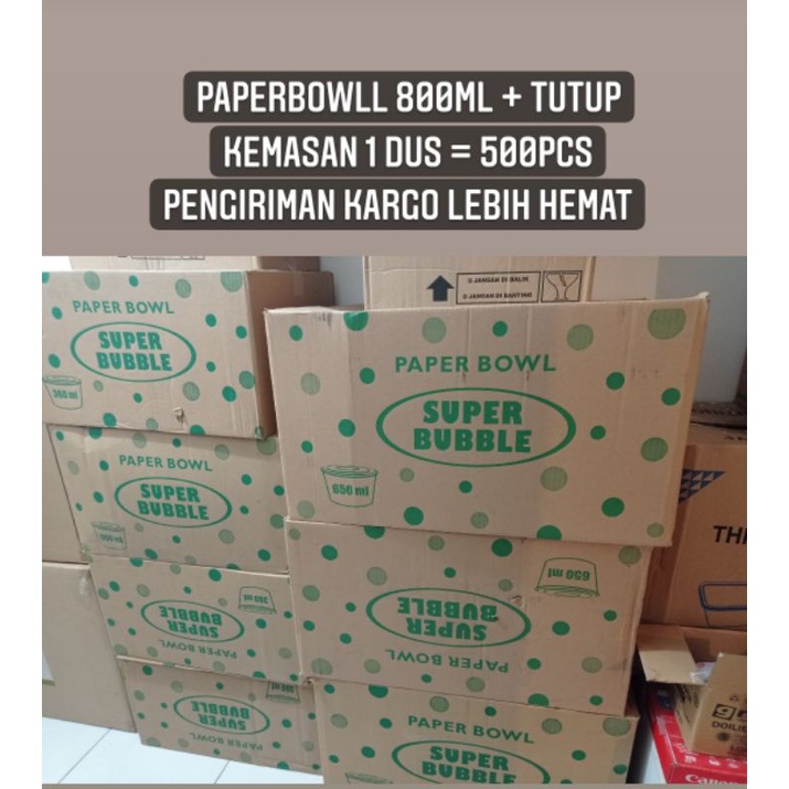 PAPERBOWL 800ML (1DUS) PAPER BOWL KEMASAN DUS ISI 500 SUPER BUBBLE