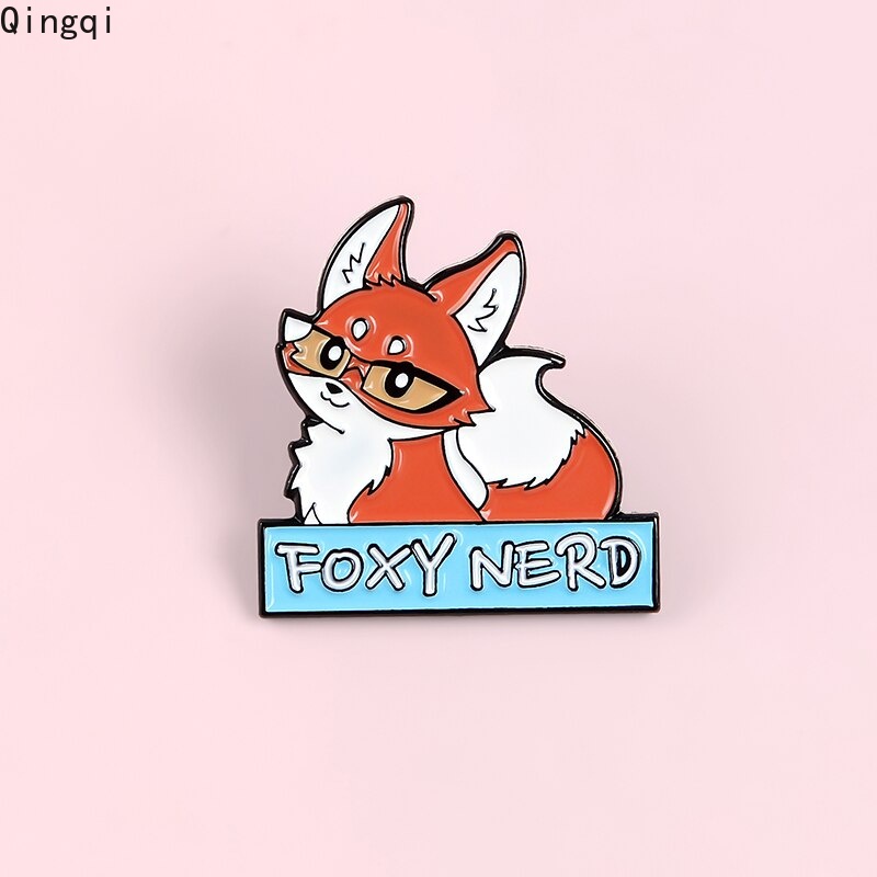 Bros Pin Enamel Bentuk Kartun Hewan Rubah Nerd Untuk Hadiah