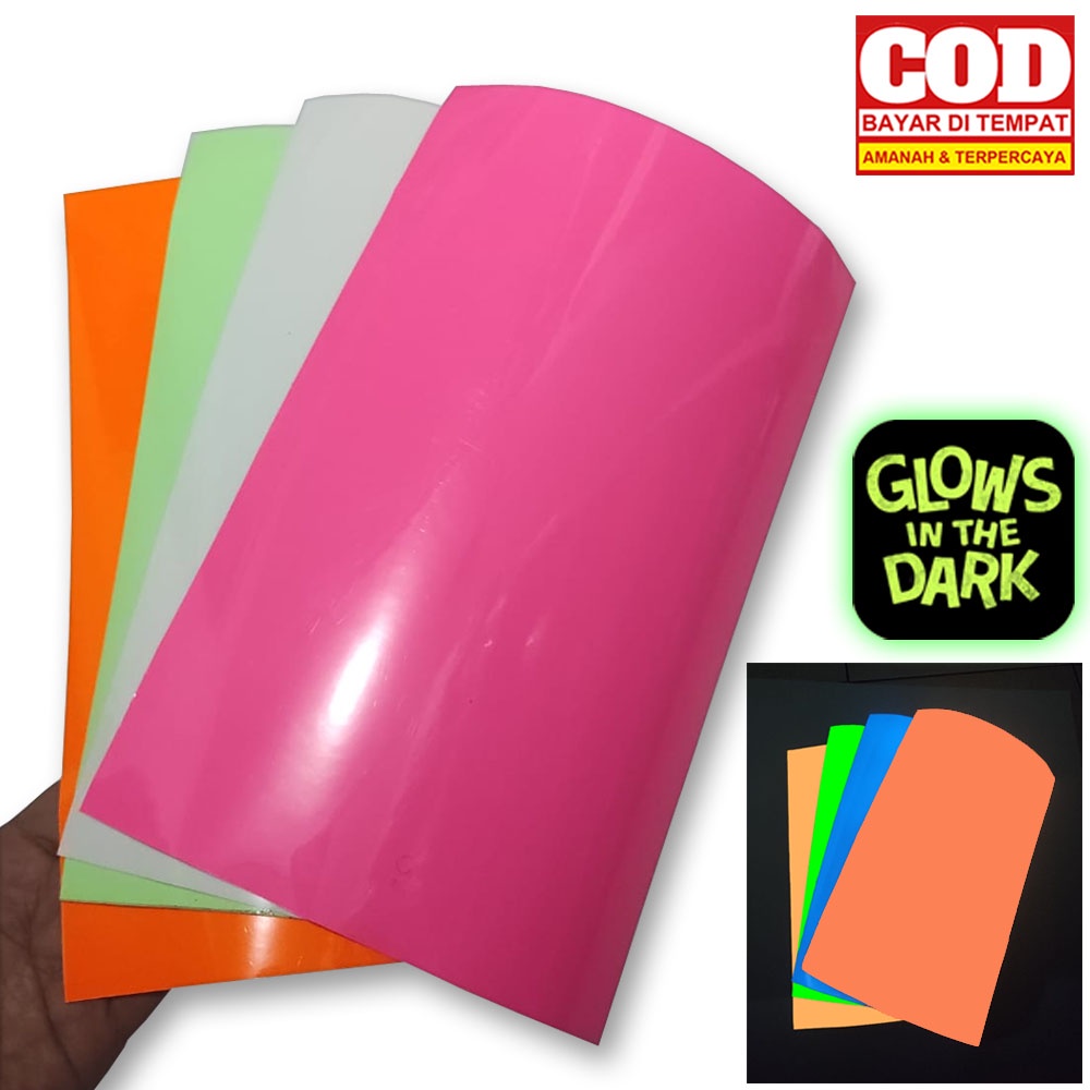 

Stiker Fosfor 20x30cm Menyala dalam gelap Luminous Glow in The Dark GID Hijau Biru Pink Orange