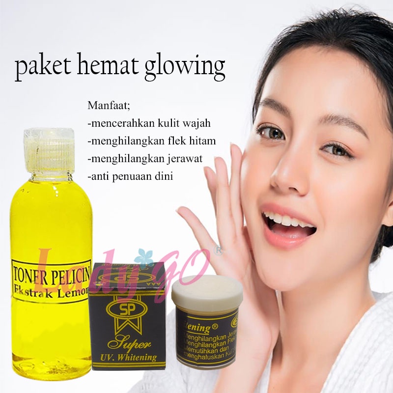 Cream SP Hitam Super UV Whitening Plus Toner Pelicin Wajah Ekstrak Lemon 60ml Original