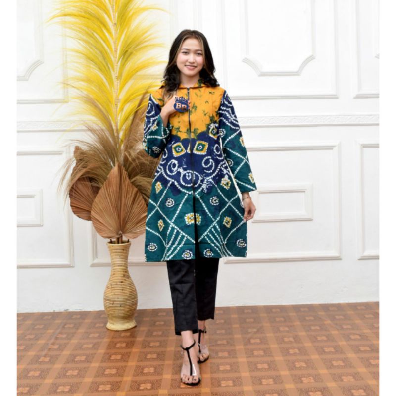 TUNIK BATIK TERLARIS BARU ZIPPER DEPAN