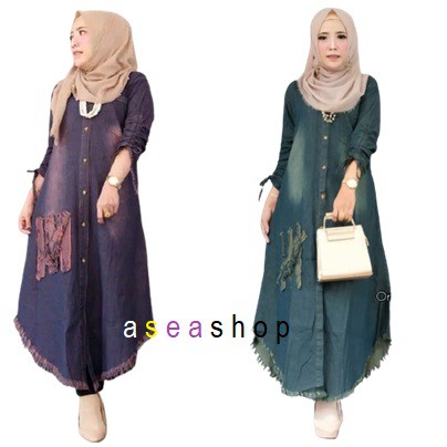 ASEA Aysha Long Tunik Jeans Rawis - Vini Moana Tunik