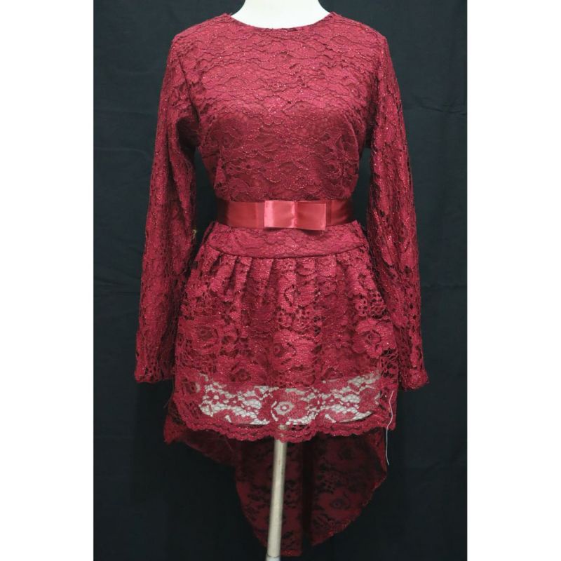 COD. Atasan Kebaya Brukat Aurora Dewasa Model Pingwin Panjang Belakang Plus Rok Plisket Batik Dewasa