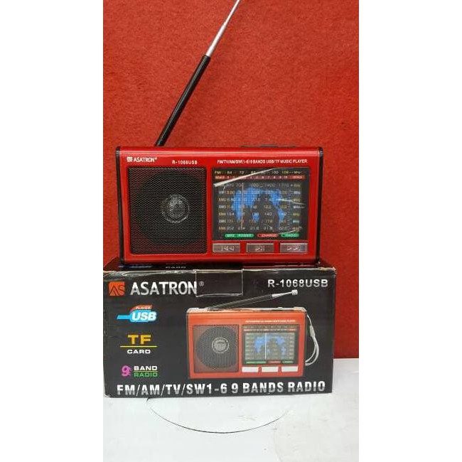 Radio Asatron R-1068 9 Bands Usb+Lampu Emergency/Radio Murah/Radio Jad
