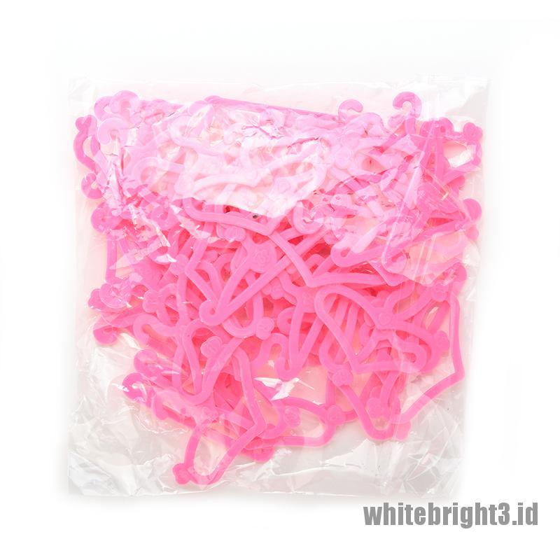 (white3) 50pcs Gantungan Baju Warna Pink Untuk Boneka Barbie