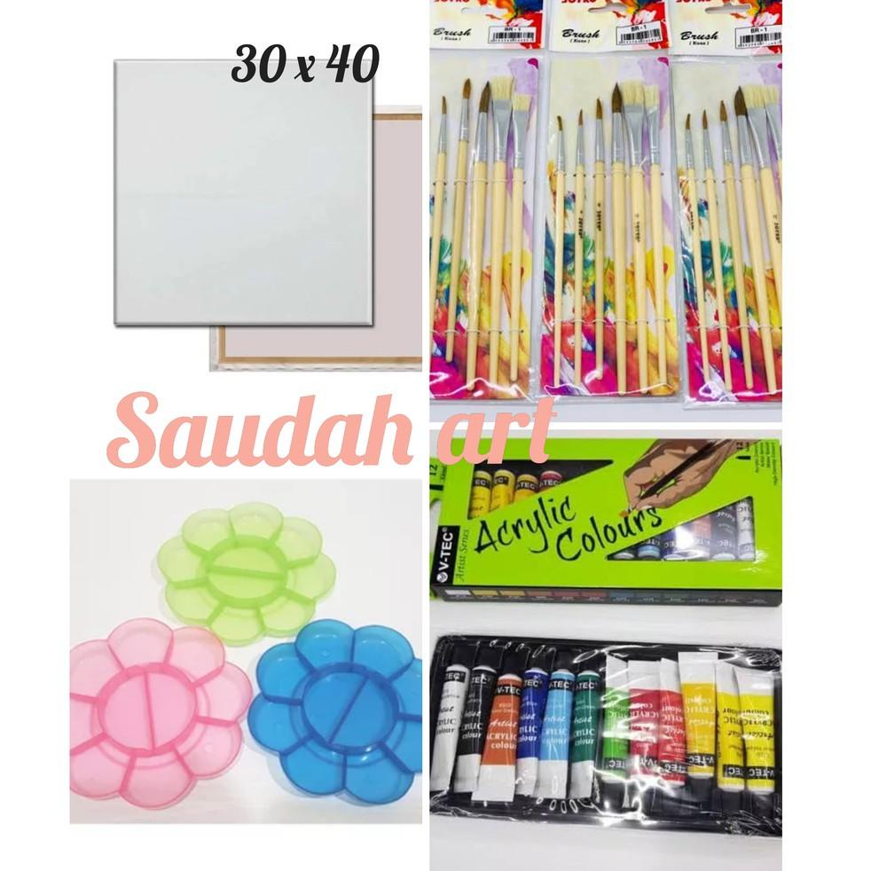

[KODE J9KID] Paket Kanvas Lukis (kanvas 30x40,kuas,palet,cat akrilik)