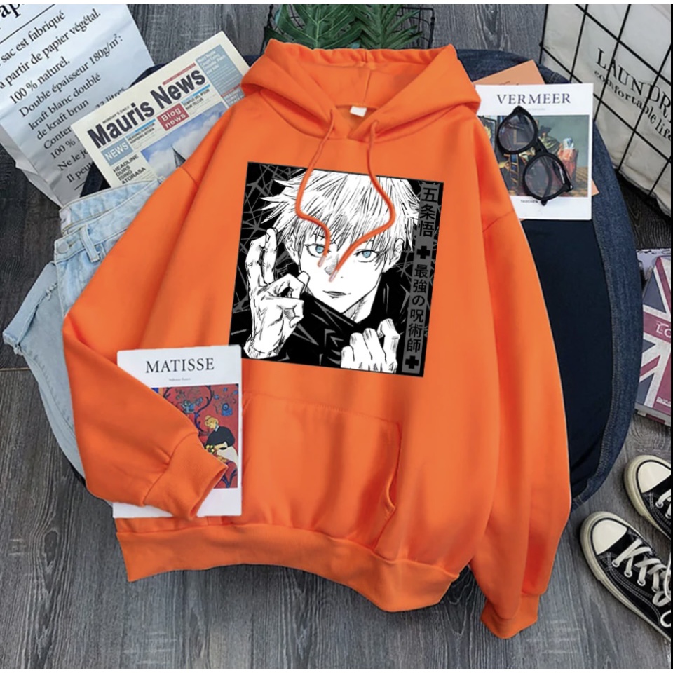 SATORU GOJO ILUTION ANIME Jumper Hoodie II Sweater Hoodie Anime II Sweter Oblong Topi II SIZE M - XL ( Pria &amp; Wanita / Anak &amp; Dewasa )