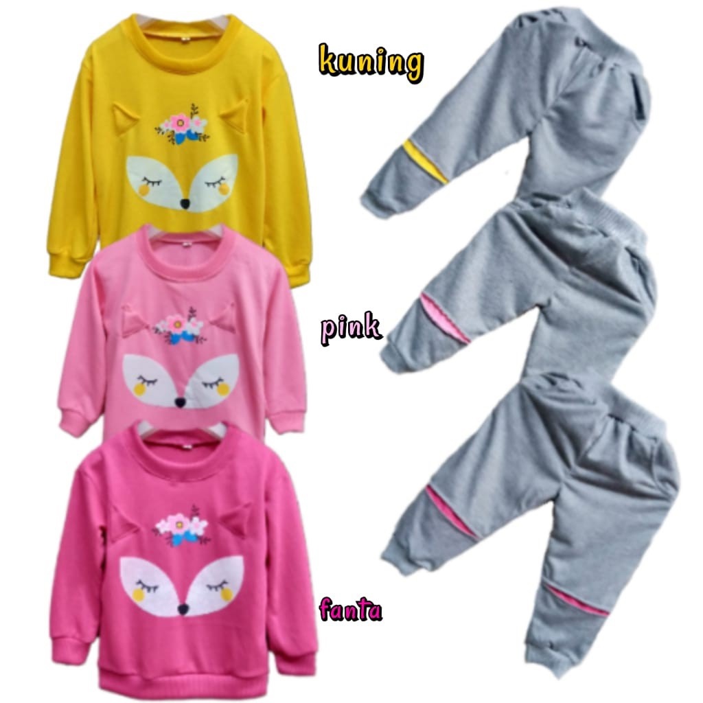 Setelan Rose Flow 1 - 6 Thn Set Sweater Anak Lucu