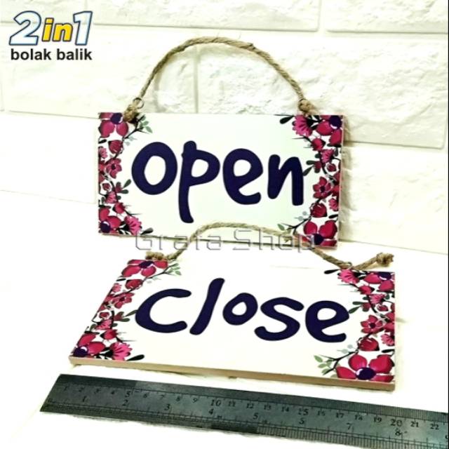 Papan Tulisan Open Close Bolak Balik Bahan Kayu Mdf Vintage