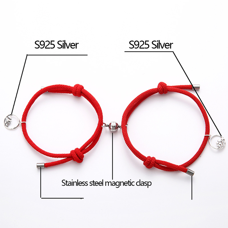 1 Pair Minimalist Couple Bracelet/ Handmade Adjustable Friendship Braided Rope/ Creative Lovers Magnetic Bracelet/ Distance Magnetic Lovers Jewelry Set Gifts