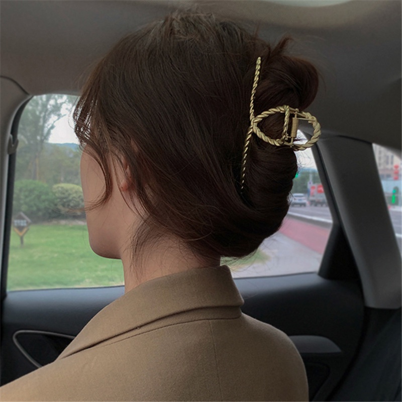 Korean Elegant Ins Style Simple Metal Gold Color Alloy Women Hair Clip Headwear